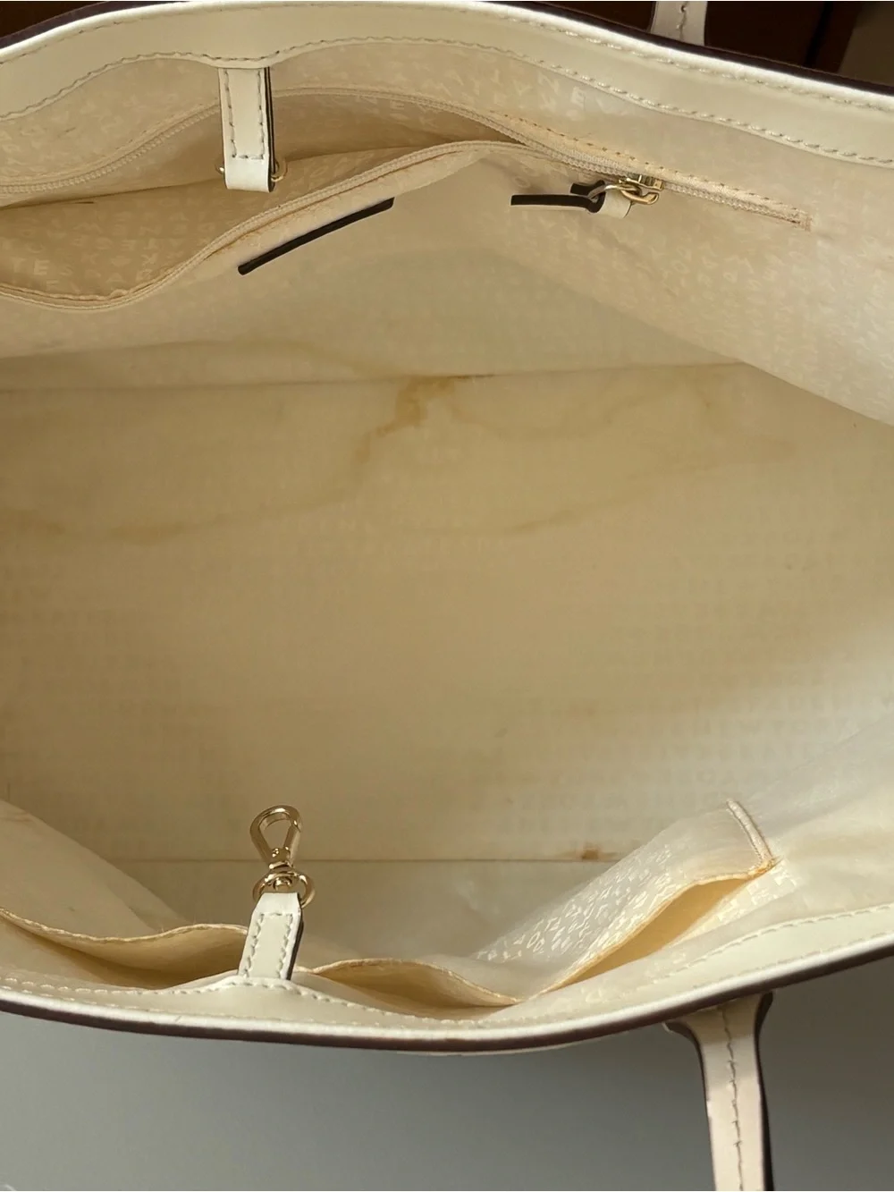 kate spade Cream Laser-Cut Floral Tote with Pale Pink Trim